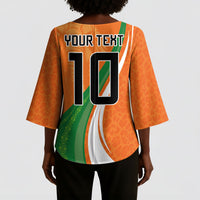 Cote D'Ivoire Football Custom Kimono Sleeve Blouse Abstract Wave Pattern Tribal Sporty Style