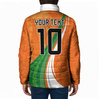 Cote D'Ivoire Football Custom Padded Jacket Abstract Wave Pattern Tribal Sporty Style