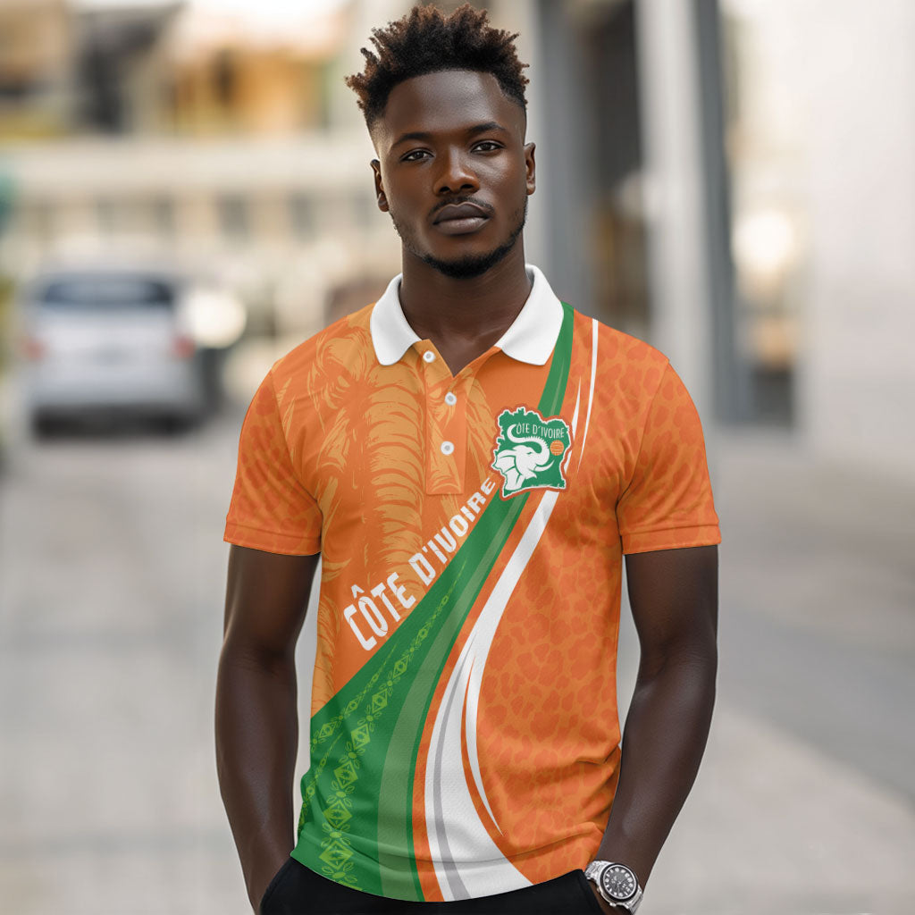 Cote D'Ivoire Football Custom Polo Shirt Abstract Wave Pattern Tribal Sporty Style