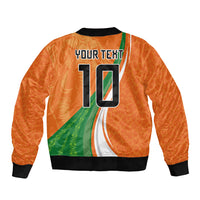 Cote D'Ivoire Football Custom Sleeve Zip Bomber Jacket Abstract Wave Pattern Tribal Sporty Style