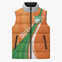 Cote D'Ivoire Football Custom Sleeveless Puffer Jacket Abstract Wave Pattern Tribal Sporty Style