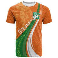 Cote D'Ivoire Football Custom T shirt Abstract Wave Pattern Tribal Sporty Style