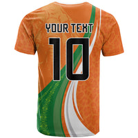 Cote D'Ivoire Football Custom T shirt Abstract Wave Pattern Tribal Sporty Style