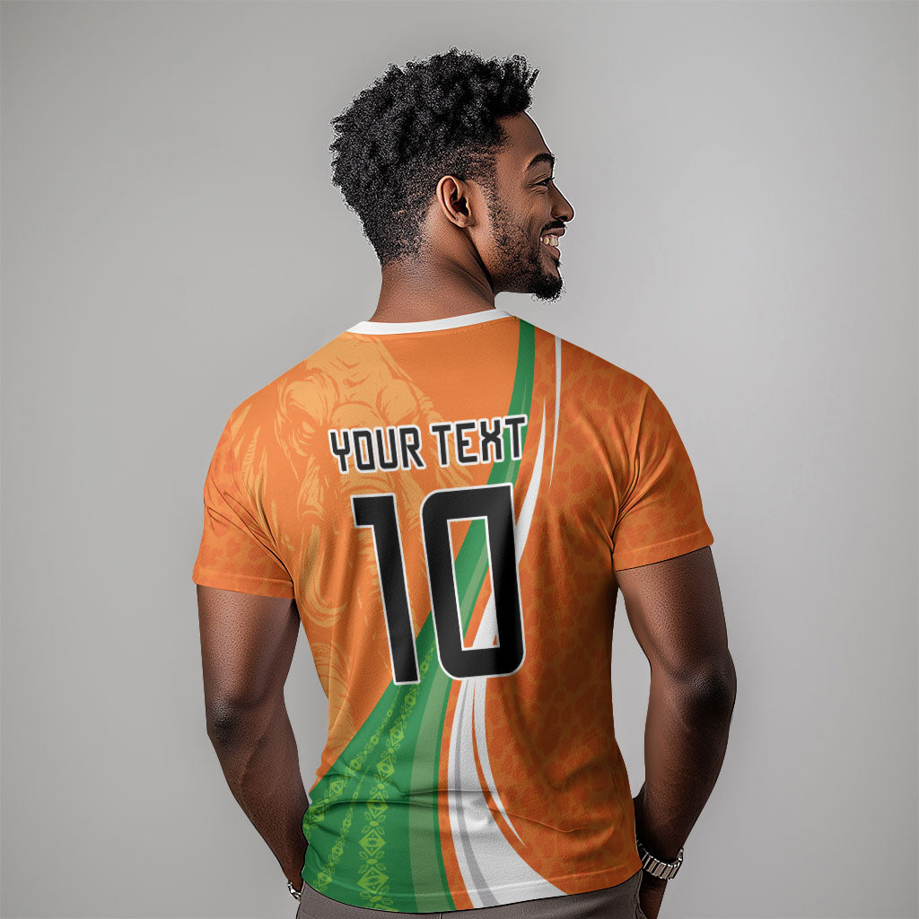 Cote D'Ivoire Football Custom T shirt Abstract Wave Pattern Tribal Sporty Style