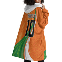 Cote D'Ivoire Football Custom Wearable Blanket Hoodie Abstract Wave Pattern Tribal Sporty Style