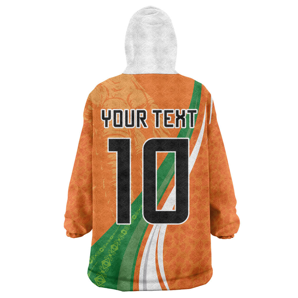 Cote D'Ivoire Football Custom Wearable Blanket Hoodie Abstract Wave Pattern Tribal Sporty Style