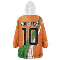 Cote D'Ivoire Football Custom Wearable Blanket Hoodie Abstract Wave Pattern Tribal Sporty Style