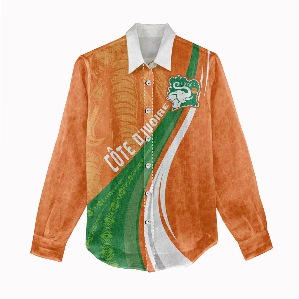 Cote D'Ivoire Football Custom Women Casual Shirt Abstract Wave Pattern Tribal Sporty Style