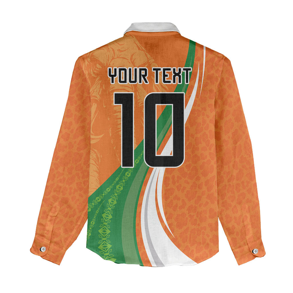 Cote D'Ivoire Football Custom Women Casual Shirt Abstract Wave Pattern Tribal Sporty Style