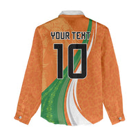 Cote D'Ivoire Football Custom Women Casual Shirt Abstract Wave Pattern Tribal Sporty Style