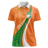 Cote D'Ivoire Football Custom Women Polo Shirt Abstract Wave Pattern Tribal Sporty Style