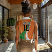 Cote D'Ivoire Football Custom Women Sleeveless Polo Shirt Abstract Wave Pattern Tribal Sporty Style