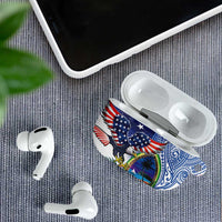Guam and United States Together AirPods Case Bald Eagle and Guam Seal with Flower and Tribal Tattoos - Wonder Print Shop