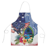 Guam and United States Together Apron Bald Eagle and Guam Seal with Flower and Tribal Tattoos - Wonder Print Shop