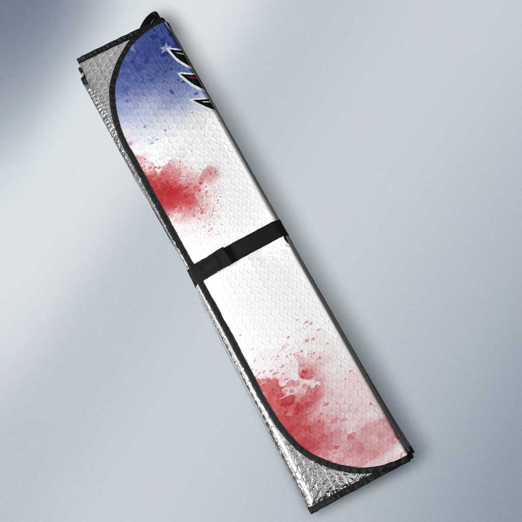 Guam and United States Together Auto Sun Shade Bald Eagle and Guam Seal with Flower and Tribal Tattoos - Wonder Print Shop