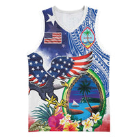Guam and United States Together Basketball Jersey Bald Eagle and Guam Seal with Flower and Tribal Tattoos - Wonder Print Shop