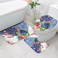 Guam and United States Together Bathroom Set Bald Eagle and Guam Seal with Flower and Tribal Tattoos - Wonder Print Shop