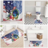 Guam and United States Together Bathroom Set Bald Eagle and Guam Seal with Flower and Tribal Tattoos - Wonder Print Shop