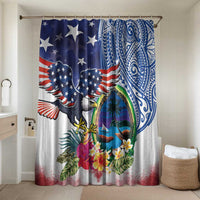 Guam and United States Together Bathroom Set Bald Eagle and Guam Seal with Flower and Tribal Tattoos - Wonder Print Shop