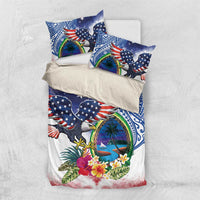 Guam and United States Together Bedding Set Bald Eagle and Guam Seal with Flower and Tribal Tattoos - Wonder Print Shop