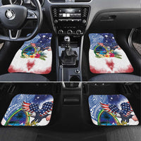 Guam and United States Together Car Mats Bald Eagle and Guam Seal with Flower and Tribal Tattoos - Wonder Print Shop
