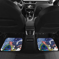 Guam and United States Together Car Mats Bald Eagle and Guam Seal with Flower and Tribal Tattoos - Wonder Print Shop