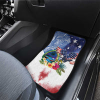 Guam and United States Together Car Mats Bald Eagle and Guam Seal with Flower and Tribal Tattoos - Wonder Print Shop