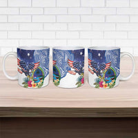 Guam and United States Together Ceramic Mug Bald Eagle and Guam Seal with Flower and Tribal Tattoos - Wonder Print Shop