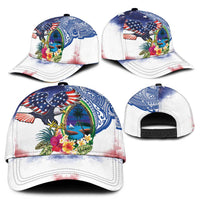 Guam and United States Together Classic Cap Bald Eagle and Guam Seal with Flower and Tribal Tattoos - Wonder Print Shop