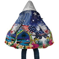 Guam and United States Together Cloak Bald Eagle and Guam Seal with Flower and Tribal Tattoos - Wonder Print Shop