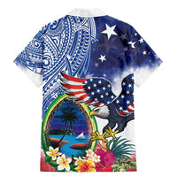 Guam and United States Together Family Matching Mermaid Dress and Hawaiian Shirt Bald Eagle and Guam Seal with Flower and Tribal Tattoos - Wonder Print Shop