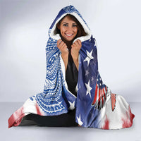 Guam and United States Together Hooded Blanket Bald Eagle and Guam Seal with Flower and Tribal Tattoos - Wonder Print Shop