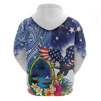 Guam and United States Together Hoodie Bald Eagle and Guam Seal with Flower and Tribal Tattoos - Wonder Print Shop