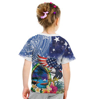Guam and United States Together Kid T Shirt Bald Eagle and Guam Seal with Flower and Tribal Tattoos - Wonder Print Shop