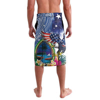 Guam and United States Together Lavalava Bald Eagle and Guam Seal with Flower and Tribal Tattoos - Wonder Print Shop