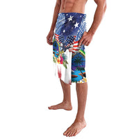 Guam and United States Together Lavalava Bald Eagle and Guam Seal with Flower and Tribal Tattoos - Wonder Print Shop