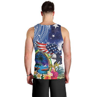Guam and United States Together Men Tank Top Bald Eagle and Guam Seal with Flower and Tribal Tattoos - Wonder Print Shop