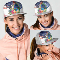 Guam and United States Together Mesh Trucker Cap Bald Eagle and Guam Seal with Flower and Tribal Tattoos - Wonder Print Shop