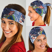Guam and United States Together Neck Gaiter Bald Eagle and Guam Seal with Flower and Tribal Tattoos - Wonder Print Shop