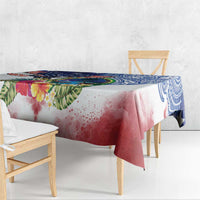 Guam and United States Together Tablecloth Bald Eagle and Guam Seal with Flower and Tribal Tattoos - Wonder Print Shop