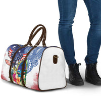 Guam and United States Together Travel Bag Bald Eagle and Guam Seal with Flower and Tribal Tattoos - Wonder Print Shop