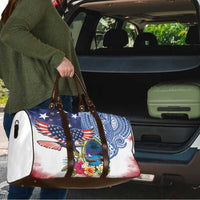 Guam and United States Together Travel Bag Bald Eagle and Guam Seal with Flower and Tribal Tattoos - Wonder Print Shop