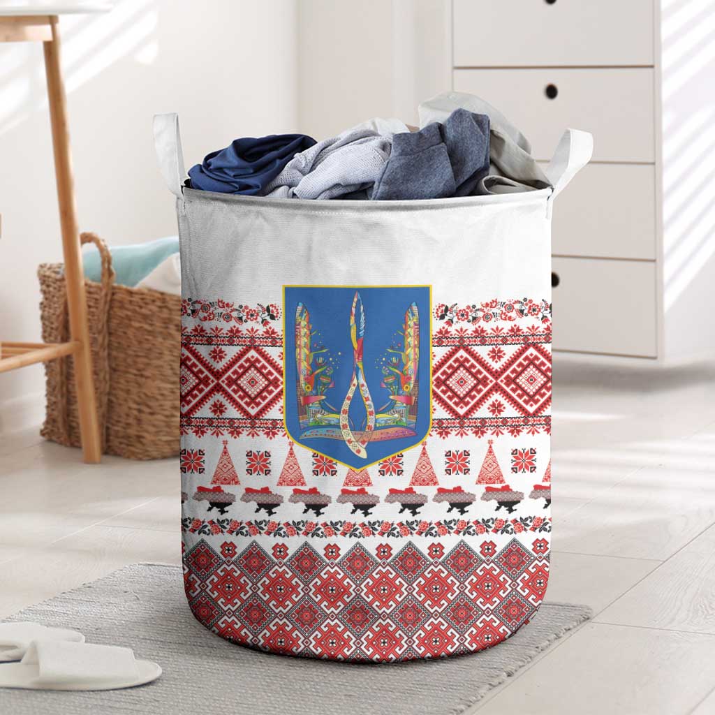 Ukraine Merry Christmas Laundry Basket Ukraine Emblem and Vyshyvanka Xmas Style - Wonder Print Shop