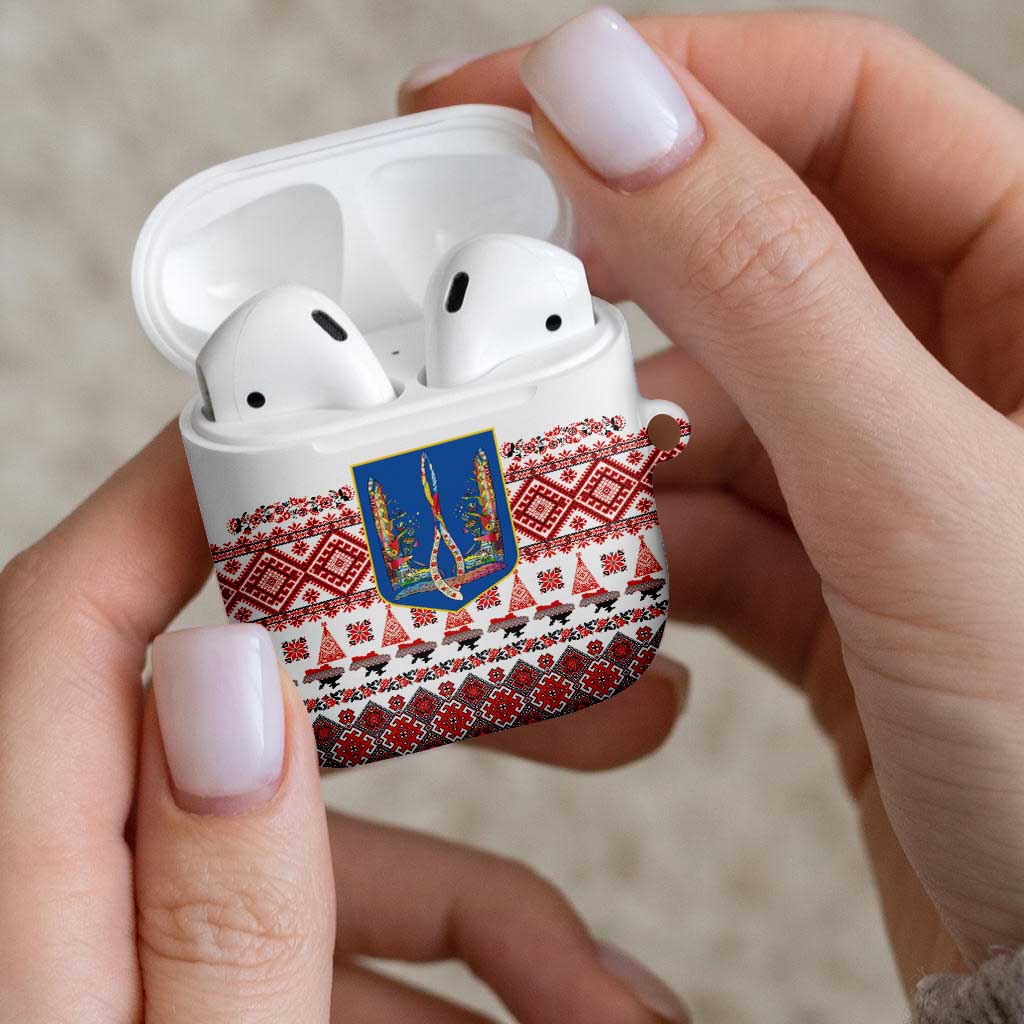Ukraine Merry Christmas AirPods Case Ukraine Emblem and Vyshyvanka Xmas Style - Wonder Print Shop