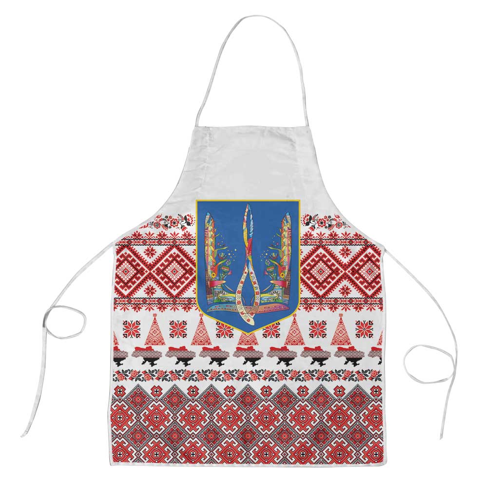 Ukraine Merry Christmas Apron Ukraine Emblem and Vyshyvanka Xmas Style - Wonder Print Shop