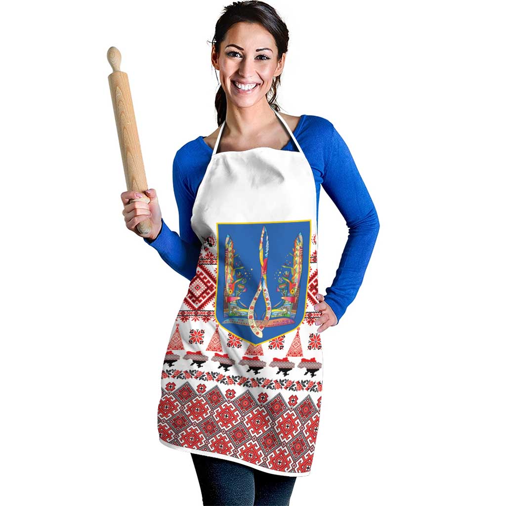 Ukraine Merry Christmas Apron Ukraine Emblem and Vyshyvanka Xmas Style - Wonder Print Shop