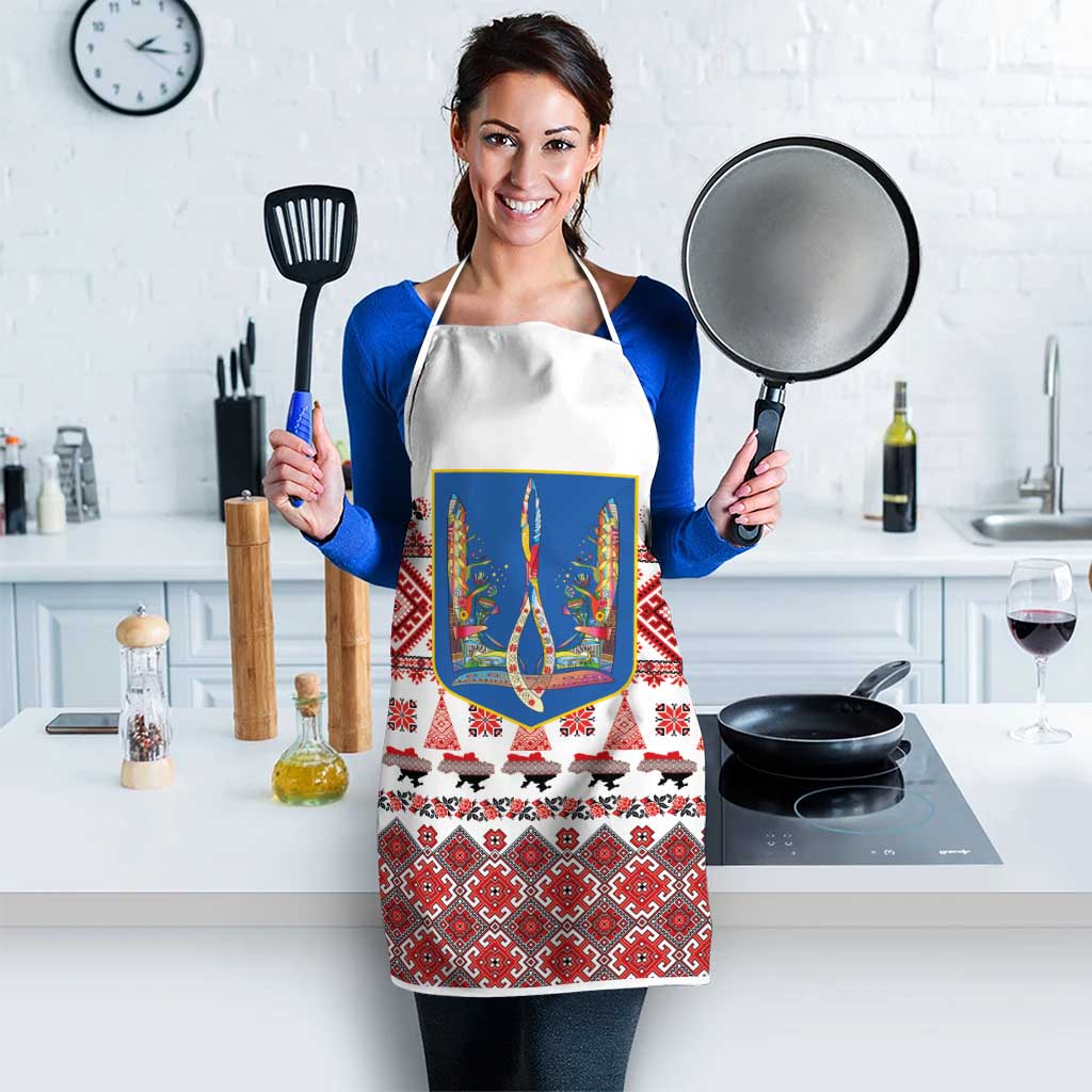 Ukraine Merry Christmas Apron Ukraine Emblem and Vyshyvanka Xmas Style - Wonder Print Shop