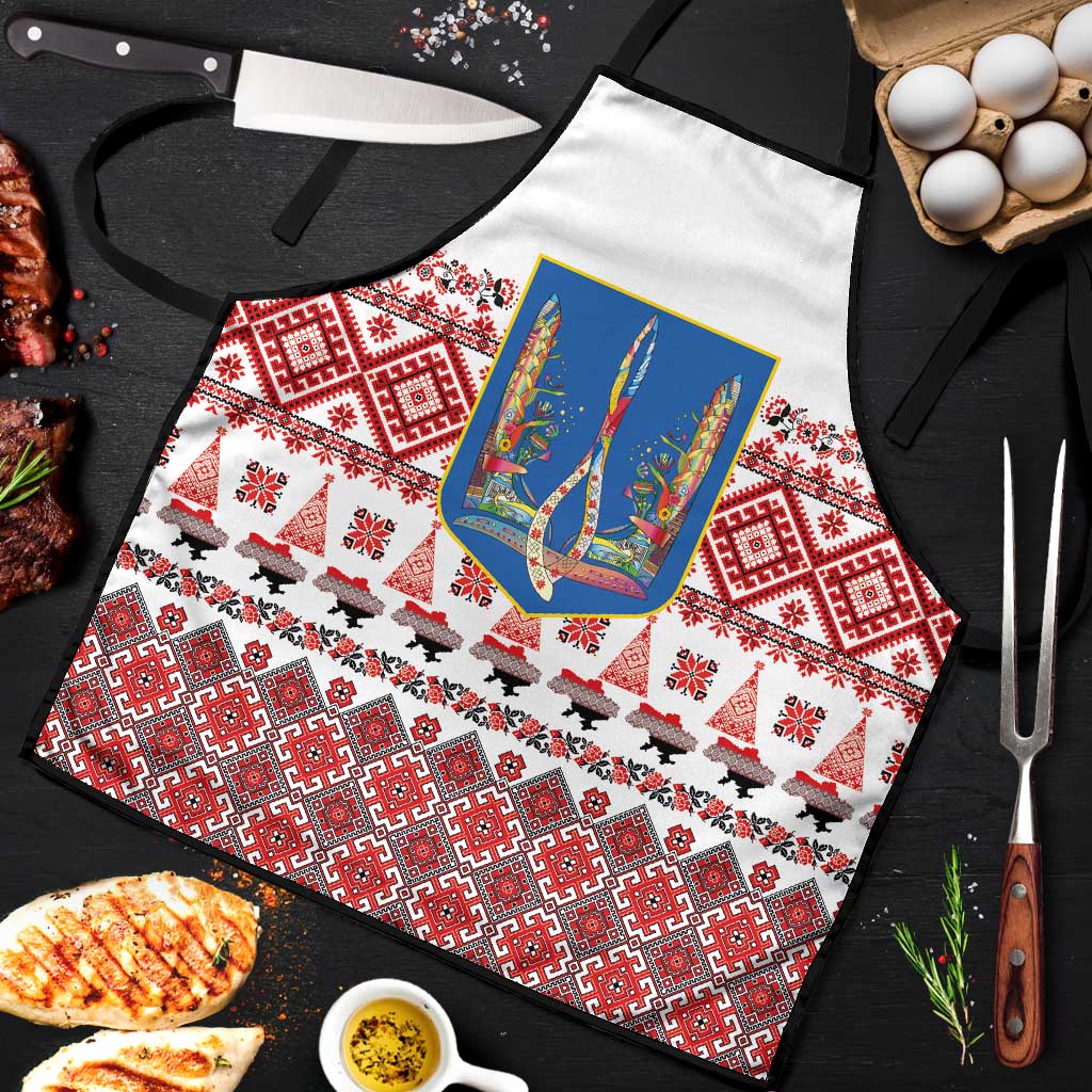 Ukraine Merry Christmas Apron Ukraine Emblem and Vyshyvanka Xmas Style - Wonder Print Shop