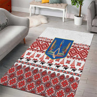 Ukraine Merry Christmas Area Rug Ukraine Emblem and Vyshyvanka Xmas Style - Wonder Print Shop