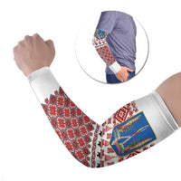 Ukraine Merry Christmas Arm Sleeves Ukraine Emblem and Vyshyvanka Xmas Style - Wonder Print Shop